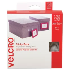 Velcro 0.75 in. Diameter Removable Adhesive Sticky-Back Fasteners - White (200/Box)