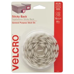 Velcro 0.63 in. Diameter Removable Adhesive Sticky-Back Fasteners - White (75/Pack)