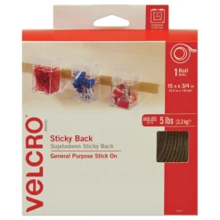 Velcro 0.75 in. x 15 ft. Removable Adhesive Sticky-Back Fasteners with Dispenser - Beige (1-Roll)