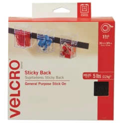 Velcro 0.75 in. x 30 ft. Removable Adhesive Sticky-Back Fasteners - Black (1-Roll)