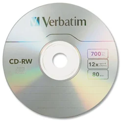 Verbatim 95155 700 MB/80 min 12x CD-RW Rewritable Disc - Silver (25/Pack)