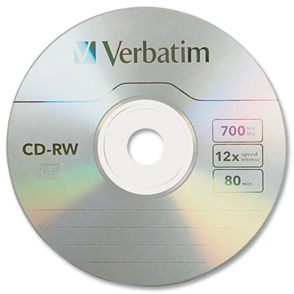 Verbatim 95155 700 MB/80 min 12x CD-RW Rewritable Disc - Silver (25/Pack)
