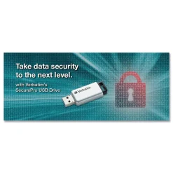Verbatim 128 GB Store 'n' Go Secure Pro USB Flash Drive with AES 256 Encryption - Silver