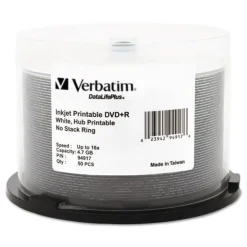 Verbatim 4.7 GB 16x DVD R Recordable Disc - White (50/Pack)