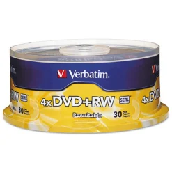 Verbatim 4.7 GB 4x DVD RW Rewritable Disc - Silver (30/Pack)