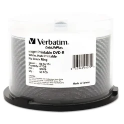 Verbatim 4.7 GB 16x DVD-R DataLife Plus Printable Recordable Disc - White (50/Pack)