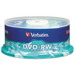 Verbatim 4.7 GB 4x DVD-RW Rewritable Disc - Silver (30/Pack)