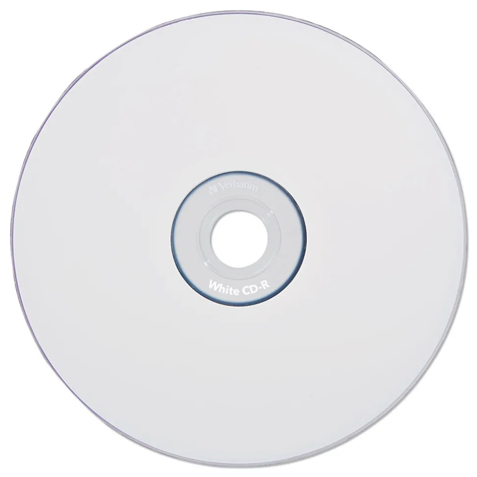 Verbatim 700 MB/80 min 52x CD-R Recordable Disc - White (100/Pack)