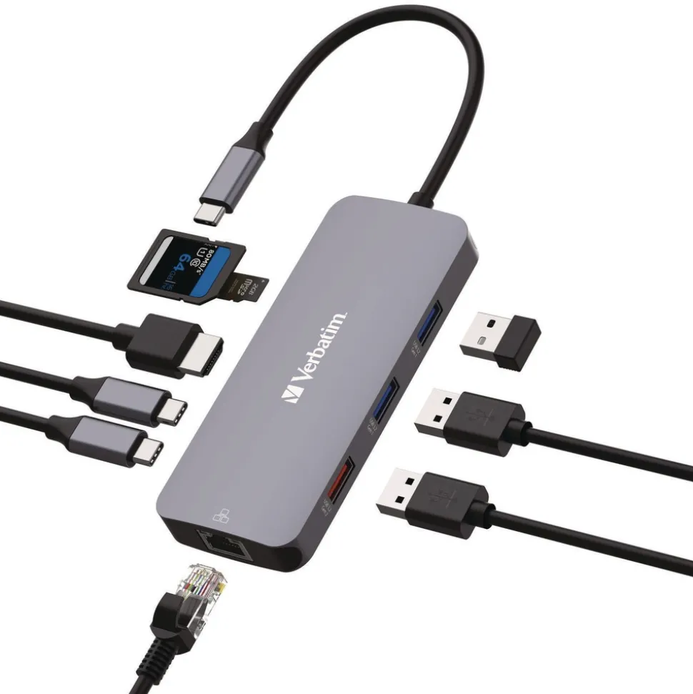 Verbatim 9 Port USB-C Pro Multiport Hub - Gray