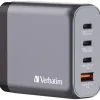 Verbatim 140 W 4-Port GaN Wall Charger - Black/Gray