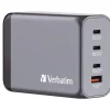 Verbatim 240 Watts 4-Port GaN Wall Charger - Black/Gray