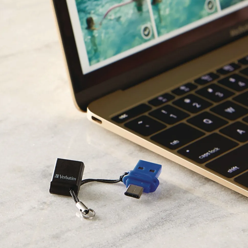 Verbatim Store n' Go Dual USB 3.2 Gen 1 Flash Drive for USB-C Devices - Blue
