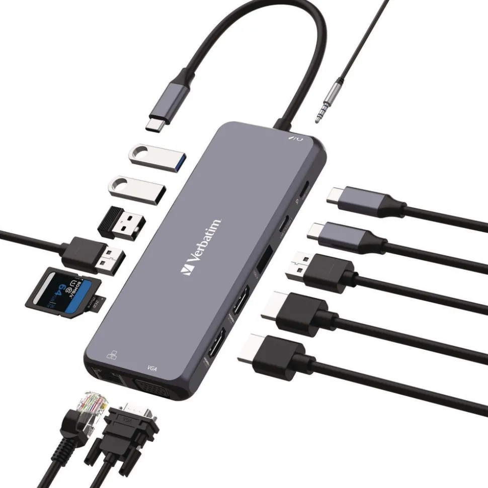 Verbatim USB-C Pro Multiport Hub14 Port - Gray