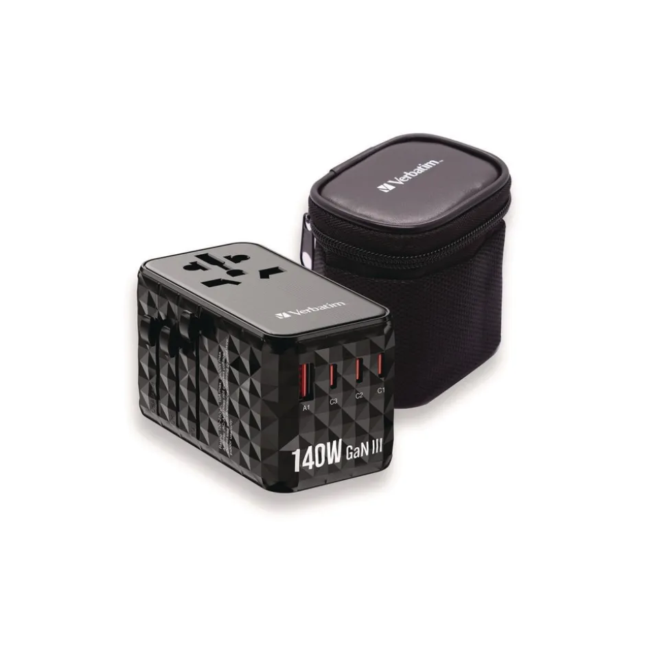 Verbatim UTA-10 GaN III 3-USB-A/3-USB-C Universal Travel Adapter