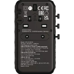 Verbatim UTA-10 GaN III 3-USB-A/3-USB-C Universal Travel Adapter