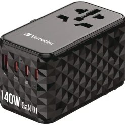 Verbatim UTA-10 GaN III 3-USB-A/3-USB-C Universal Travel Adapter