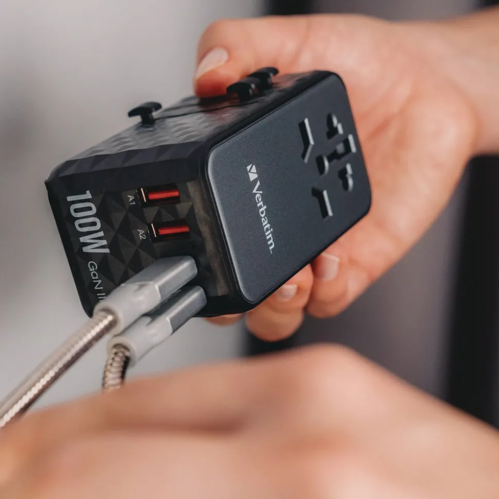 Verbatim UTA-10 GaN III 3-USB-A/3-USB-C Universal Travel Adapter