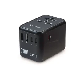 Verbatim UTA-09 Gan III 2-USB-A/2-USB-C/USB-C with Power Delivery 3.0 Universal Travel Adapter