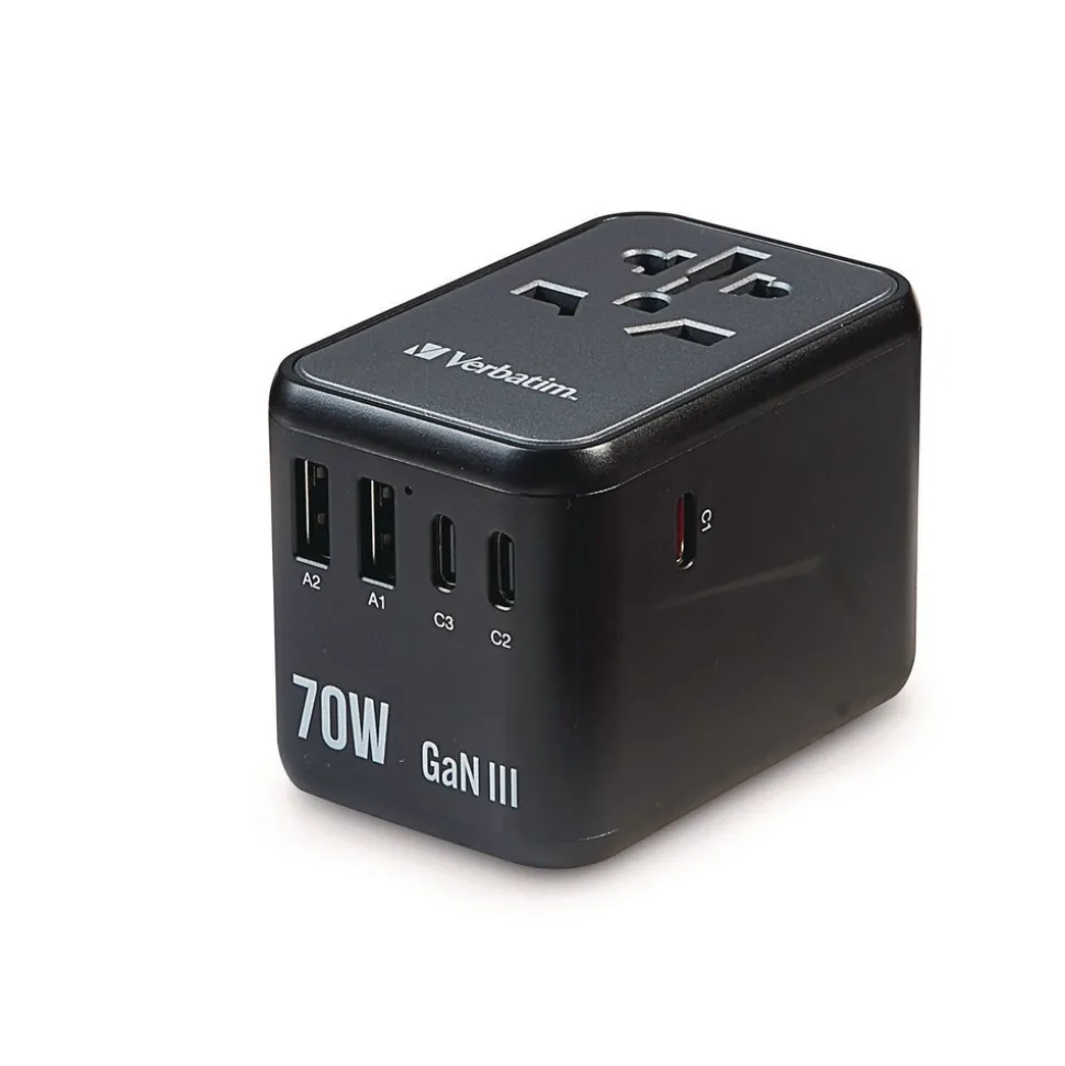 Verbatim UTA-09 Gan III 2-USB-A/2-USB-C/USB-C with Power Delivery 3.0 Universal Travel Adapter