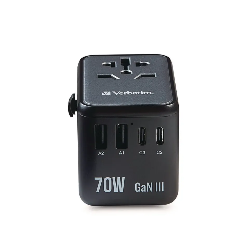 Verbatim UTA-09 Gan III 2-USB-A/2-USB-C/USB-C with Power Delivery 3.0 Universal Travel Adapter