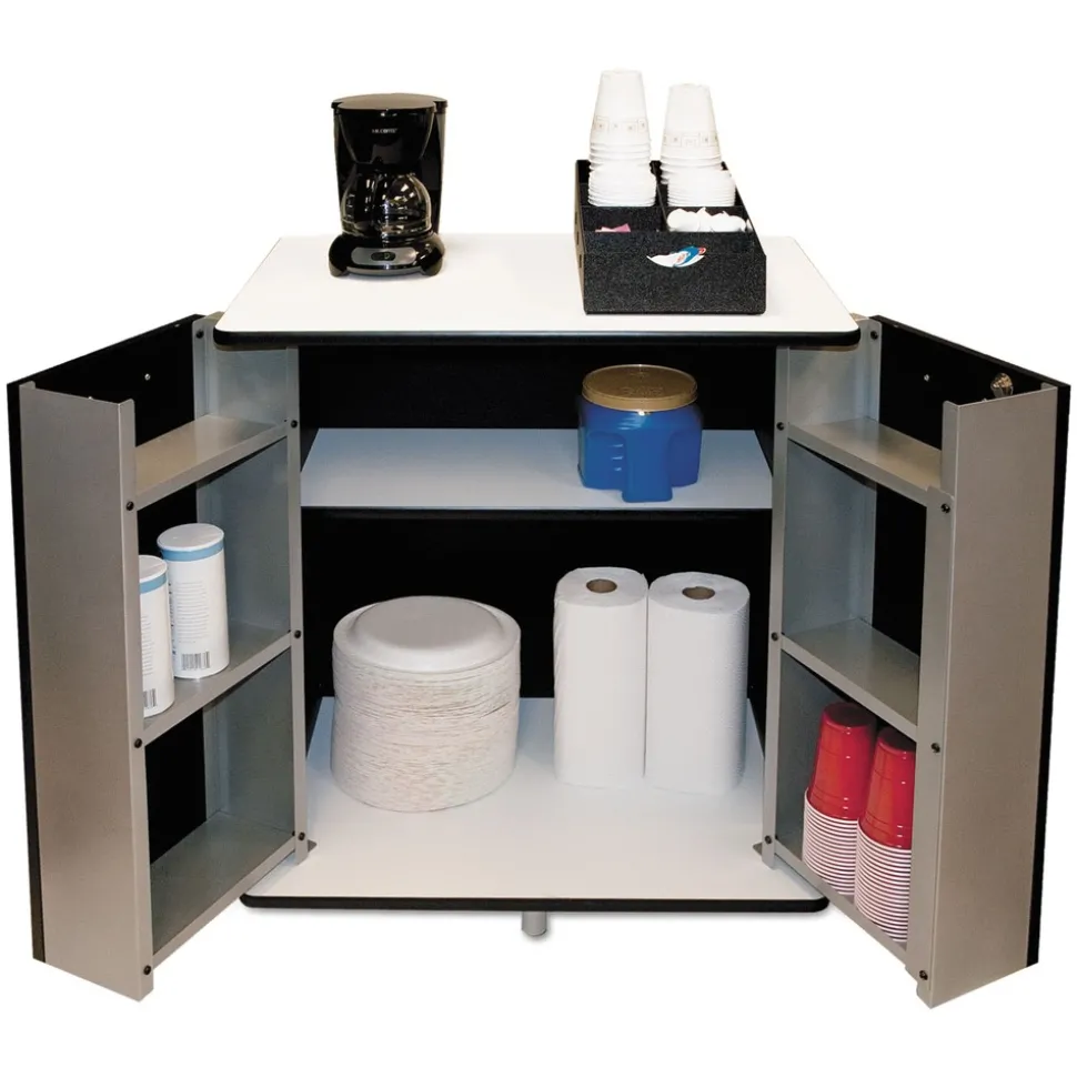Vertiflex 29.5 in. x 21 in. x 33 in. 9 Shelves Engineered Wood Refreshment Stand - White/Black