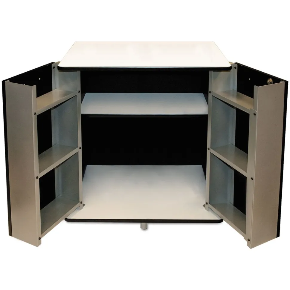 Vertiflex 29.5 in. x 21 in. x 33 in. 9 Shelves Engineered Wood Refreshment Stand - White/Black