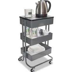 Vertiflex 15.25 in. x 11 in. x 18.5 in. to 39 in. Adjustable Multi-Use Storage Cart and Stand-Up Workstation - Gray