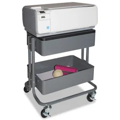 Vertiflex 15.25 in. x 11 in. x 18.5 in. to 39 in. Adjustable Multi-Use Storage Cart and Stand-Up Workstation - Gray