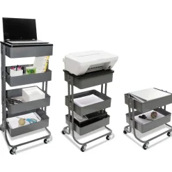 Vertiflex 15.25 in. x 11 in. x 18.5 in. to 39 in. Adjustable Multi-Use Storage Cart and Stand-Up Workstation - Gray