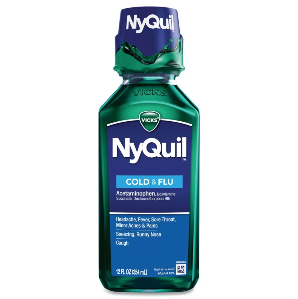Vicks 12 oz. Bottle NyQuil Cold and Flu Nighttime Liquid (12/Carton)