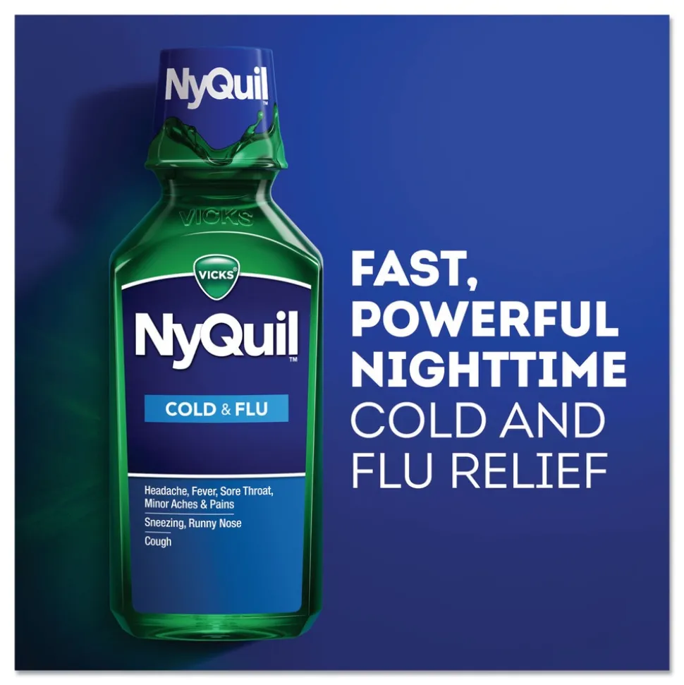 Vicks 12 oz. Bottle NyQuil Cold and Flu Nighttime Liquid (12/Carton)