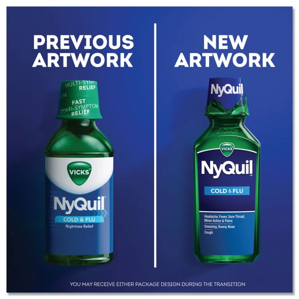Vicks 12 oz. Bottle NyQuil Cold and Flu Nighttime Liquid (12/Carton)