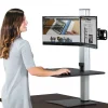 Victor 28 in. x 23 in. x 20.25 in. High Rise Electric Dual Monitor Standing Desk Workstation - Black/Aluminum