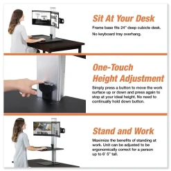Victor 28 in. x 23 in. x 20.25 in. High Rise Electric Dual Monitor Standing Desk Workstation - Black/Aluminum