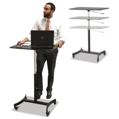 Victor 30.75 in. x 22 in. x 29 in. to 44 in. High Rise Collection Mobile Adjustable Standing Desk - Black