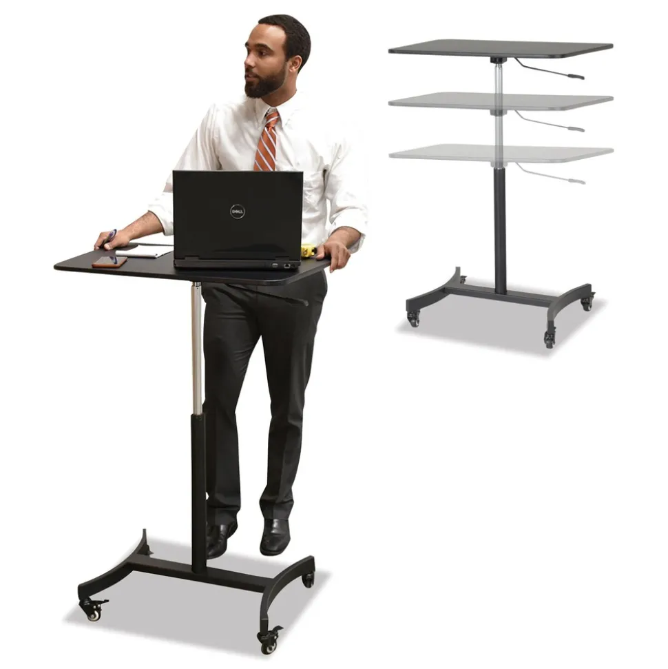 Victor 30.75 in. x 22 in. x 29 in. to 44 in. High Rise Collection Mobile Adjustable Standing Desk - Black