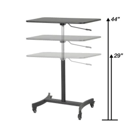 Victor 30.75 in. x 22 in. x 29 in. to 44 in. High Rise Collection Mobile Adjustable Standing Desk - Black