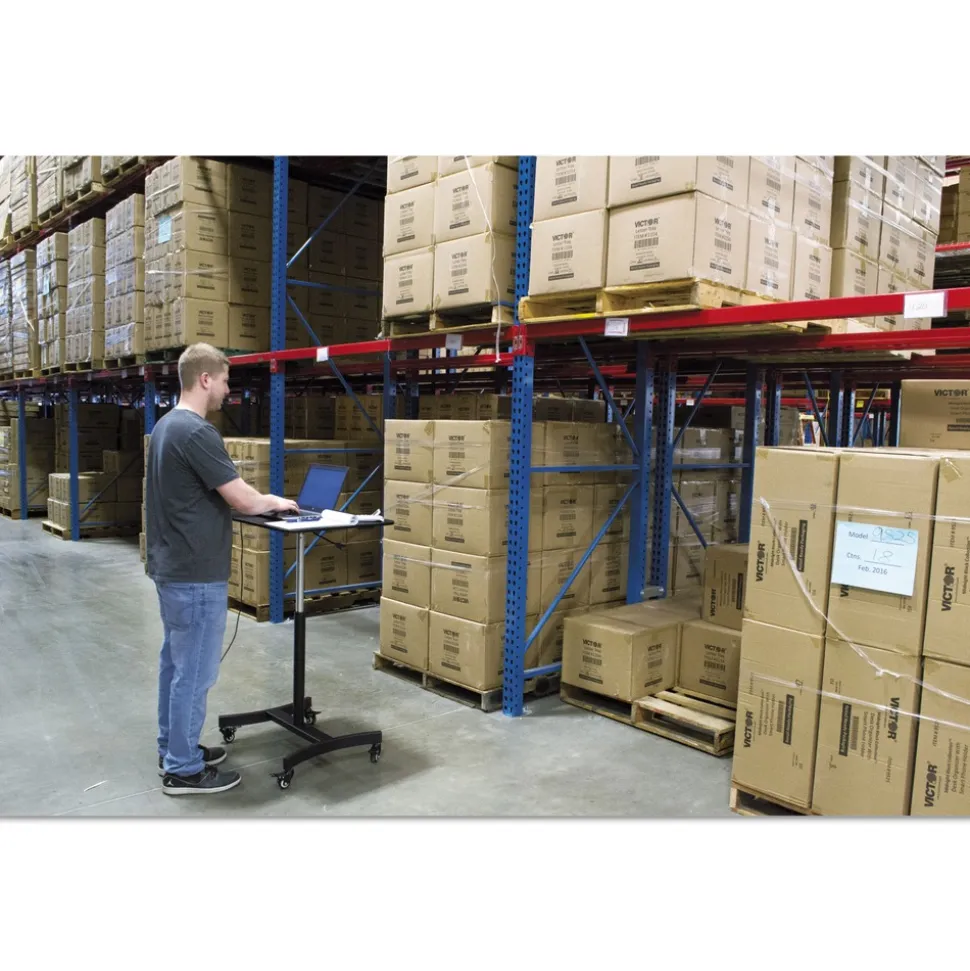 Victor 30.75 in. x 22 in. x 29 in. to 44 in. High Rise Collection Mobile Adjustable Standing Desk - Black