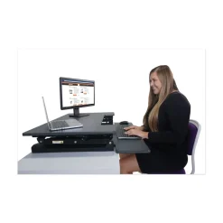 Victor 36 in. x 31.25 in. x 5.25 in. to 20 in. High Rise Height Adjustable Standing Desk with Keyboard Tray - Gray/Black