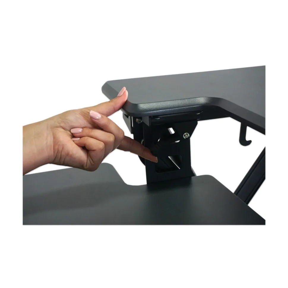 Victor 36 in. x 31.25 in. x 5.25 in. to 20 in. High Rise Height Adjustable Standing Desk with Keyboard Tray - Gray/Black