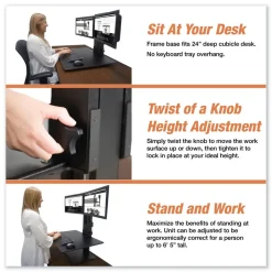 Victor DC350A High Rise 28 in. x 23 in. x 10.5 in. to 15.5 in. Dual Monitor Standing Desk Workstation - Black