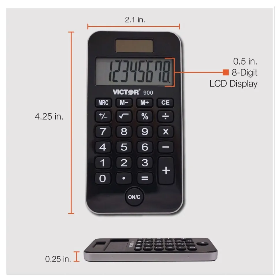 Victor 8-Digit LCD Antimicrobial Pocket Calculator