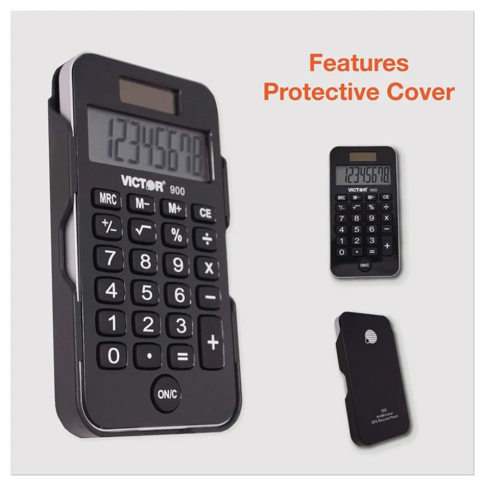 Victor 8-Digit LCD Antimicrobial Pocket Calculator