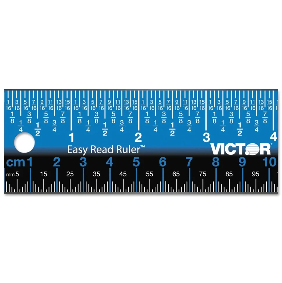 Victor Easy Read 12.5 in. Long Standard/Metric Stainless Steel Ruler - Blue