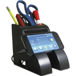 Victor Smart Charge Pencil Cup with USB Charging Hub - Black