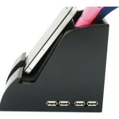 Victor Smart Charge Pencil Cup with USB Charging Hub - Black