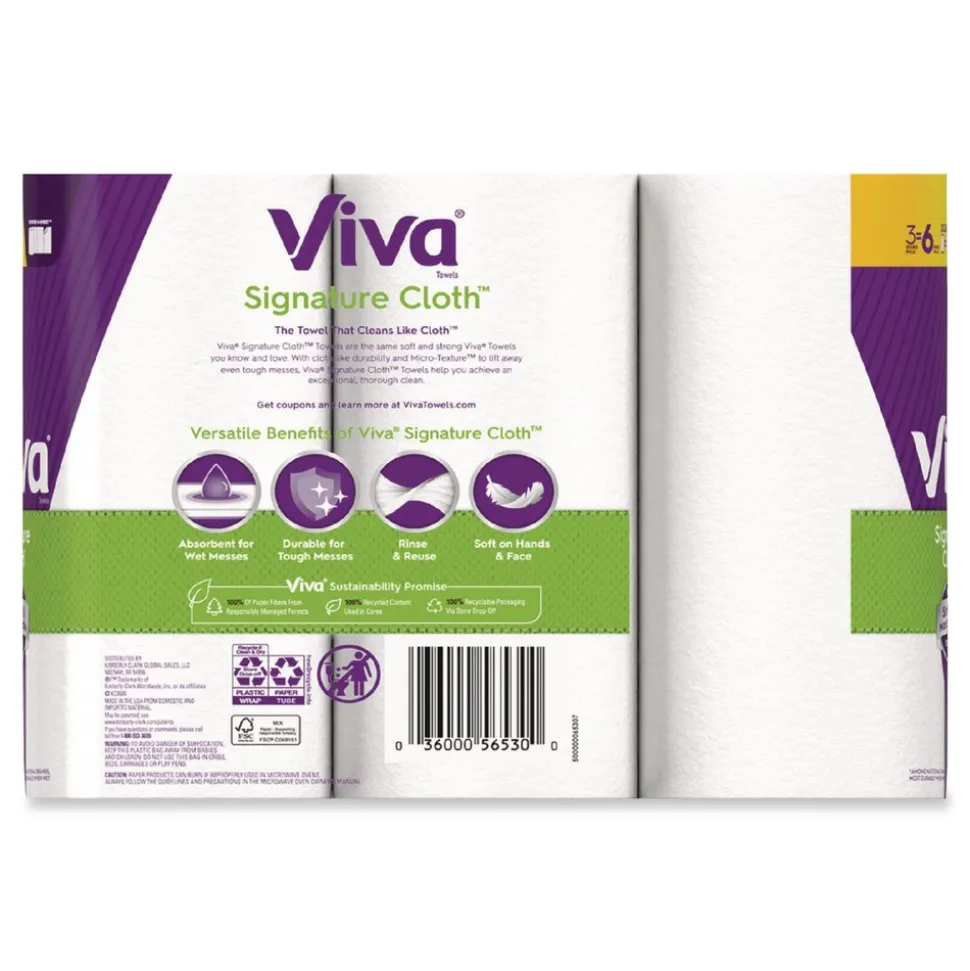 Viva 5.1 in. x 11 in. 1-Ply Signature Cloth Choose-A-Sheet Kitchen Roll Paper Towels - White (8/Carton)