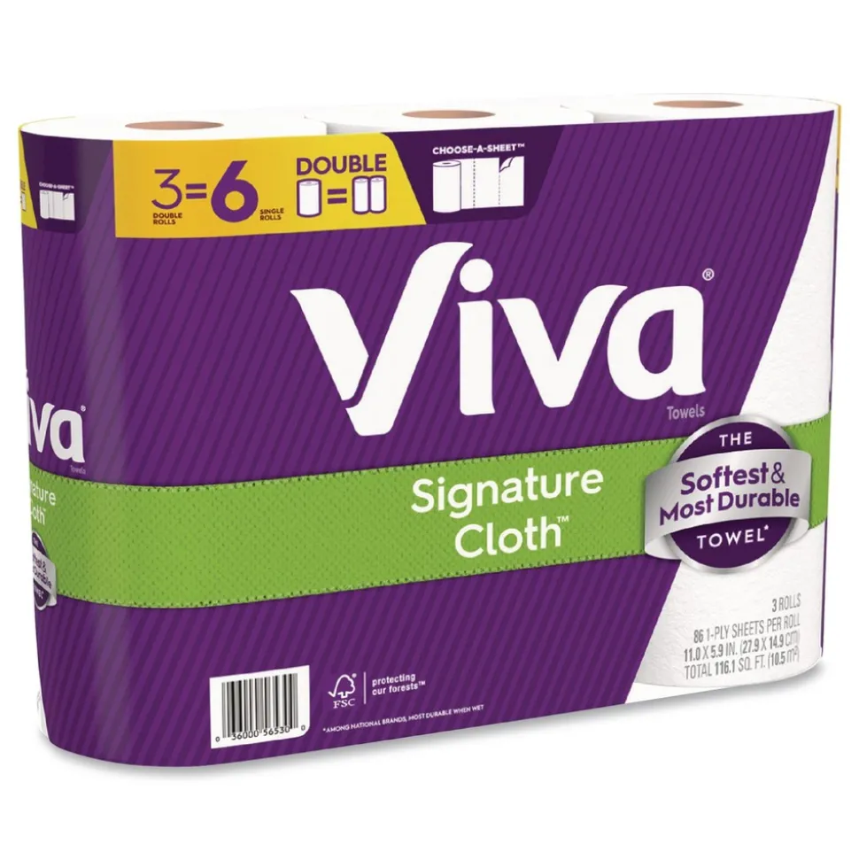 Viva 5.1 in. x 11 in. 1-Ply Signature Cloth Choose-A-Sheet Kitchen Roll Paper Towels - White (8/Carton)