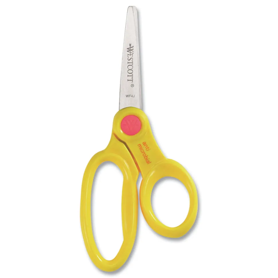 Westcott 5 in. Long 2 in. Cut Length Scissor Caddy with Kids' Scissors - Straight Assorted Color Handles