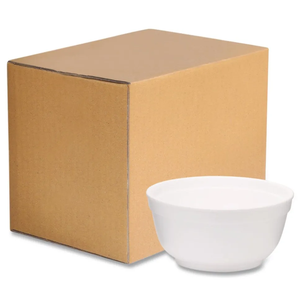 WinCup 8 oz Squat Style Foam Bowls - White (1000/Carton)